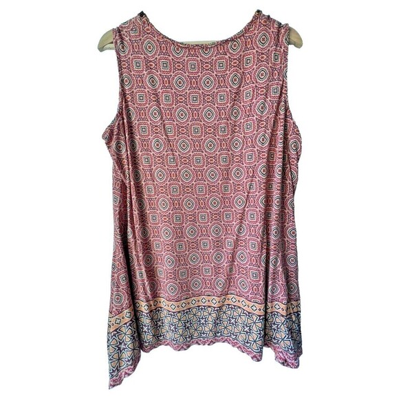 Womens sleeveless top bohemian geometric casual blouse orange red plus size 1x. - Picture 9 of 9